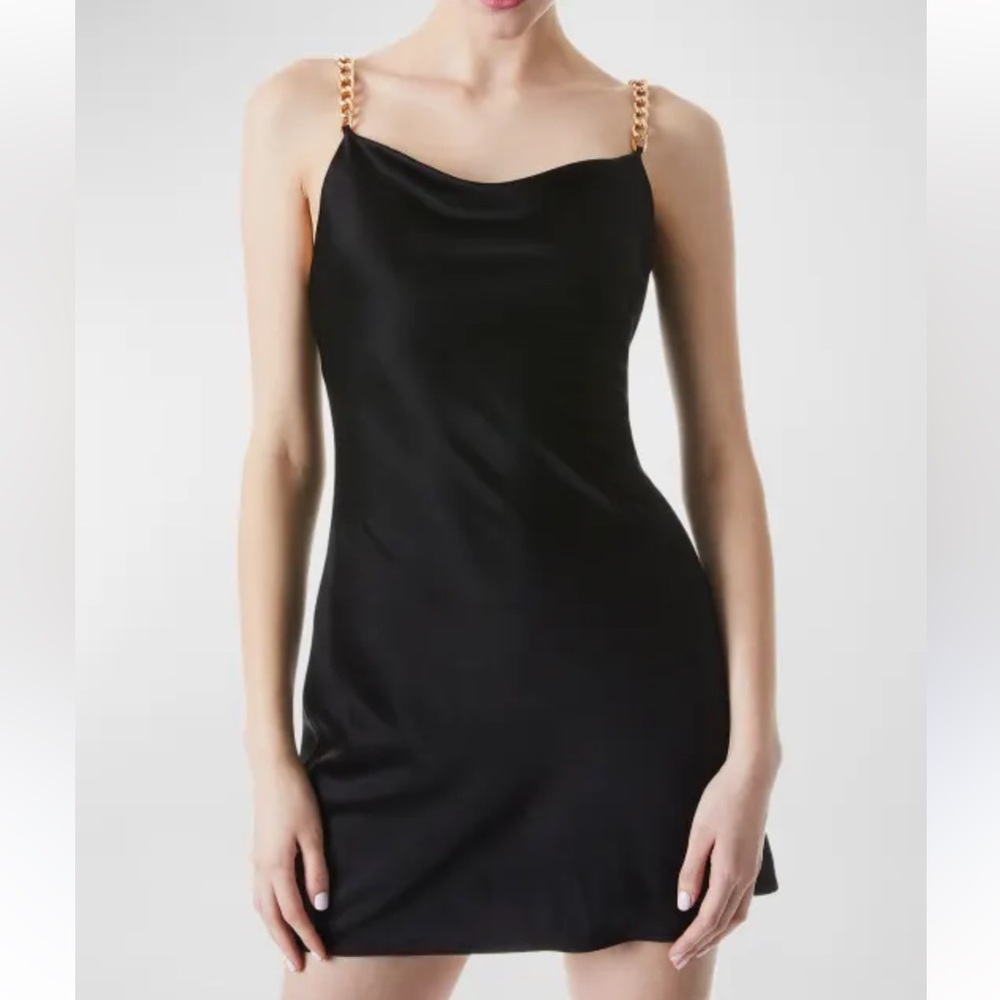 Alice + Olivia Black Chain Detail Mini Dress